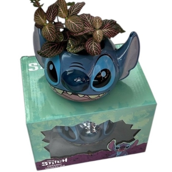 🆕 Disney Stitch Ceramic Trinket Jar with Lid Blue - Picture 4 of 12